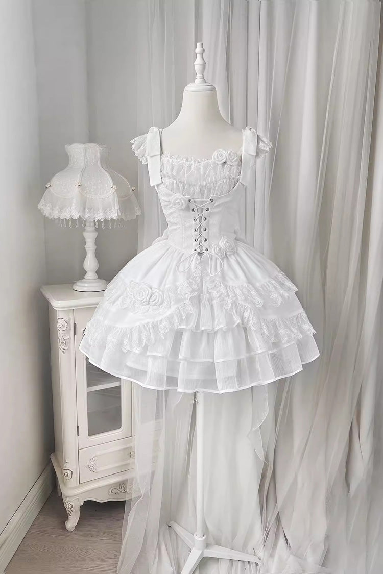 Gothic Lolita Dress - Rose Multi-layer, White, Detachable Detail, Layered, Sweet Style - additional product view 9