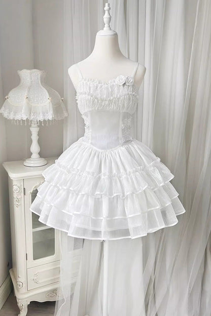 Gothic Lolita Dress - Rose Multi-layer, White, Detachable Detail, Layered, Sweet Style - additional product view 10