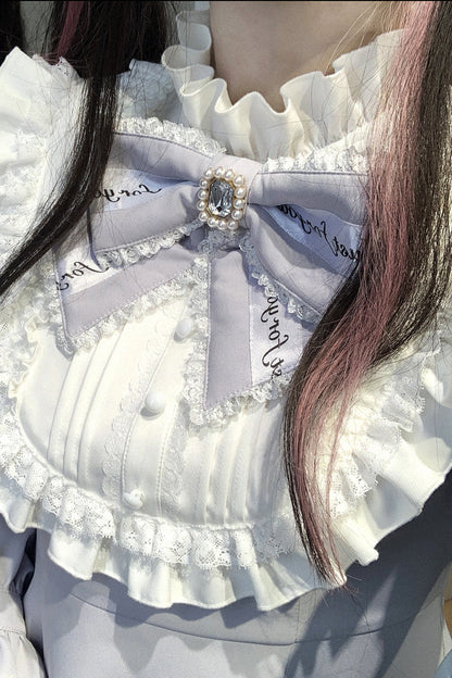 Gothic Lolita Dress - Rose Princess, Blue, Ruffled, Long Sleeves, Bow Detail - additional product view 9