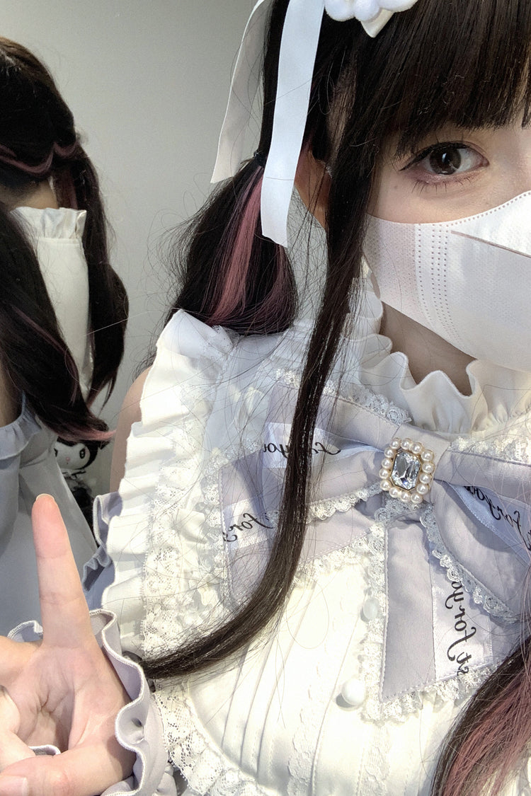 Gothic Lolita Dress - Rose Princess, Blue, Ruffled, Long Sleeves, Bow Detail - additional product view 11
