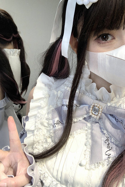 Gothic Lolita Dress - Rose Princess, Blue, Ruffled, Long Sleeves, Bow Detail - additional product view 11