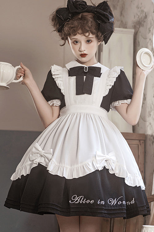 Gothic Lolita Dress - Round Collar Lace Puff, 2 Colors, Lace Trim, Sweet Style - additional product view 3