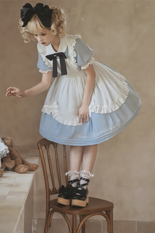 Gothic Lolita Dress - Round Collar Lace Puff, 2 Colors, Lace Trim, Sweet Style - additional product view 6