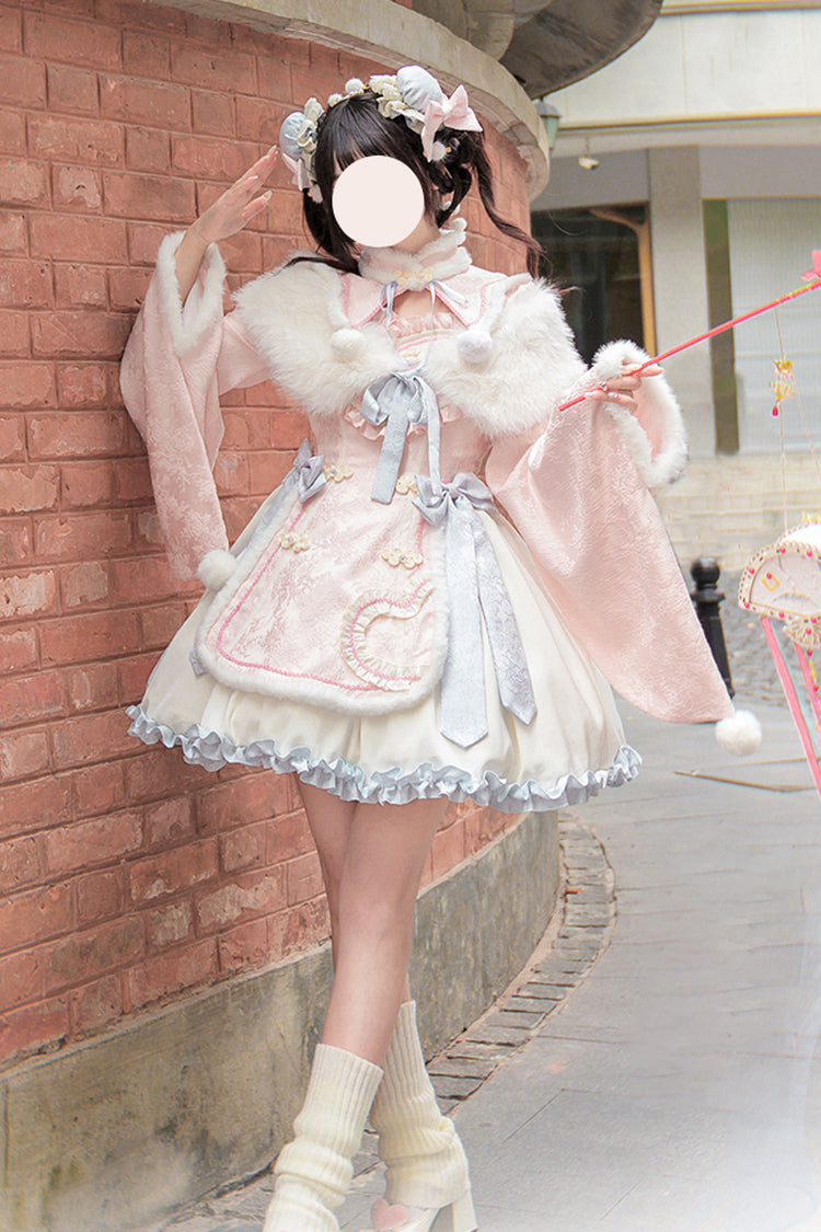 Gothic Lolita Dress - Ruffle Bowknot Chinese Style, Pink, Sweet Style, Bow Detail - additional product view 2