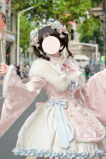 Gothic Lolita Dress - Ruffle Bowknot Chinese Style, Pink, Sweet Style, Bow Detail - additional product view 3