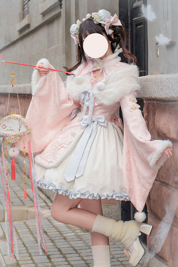 Gothic Lolita Dress - Ruffle Bowknot Chinese Style, Pink, Sweet Style, Bow Detail - additional product view 4