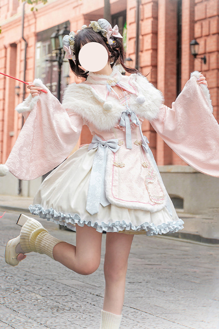 Gothic Lolita Dress - Ruffle Bowknot Chinese Style, Pink, Sweet Style, Bow Detail - additional product view 5