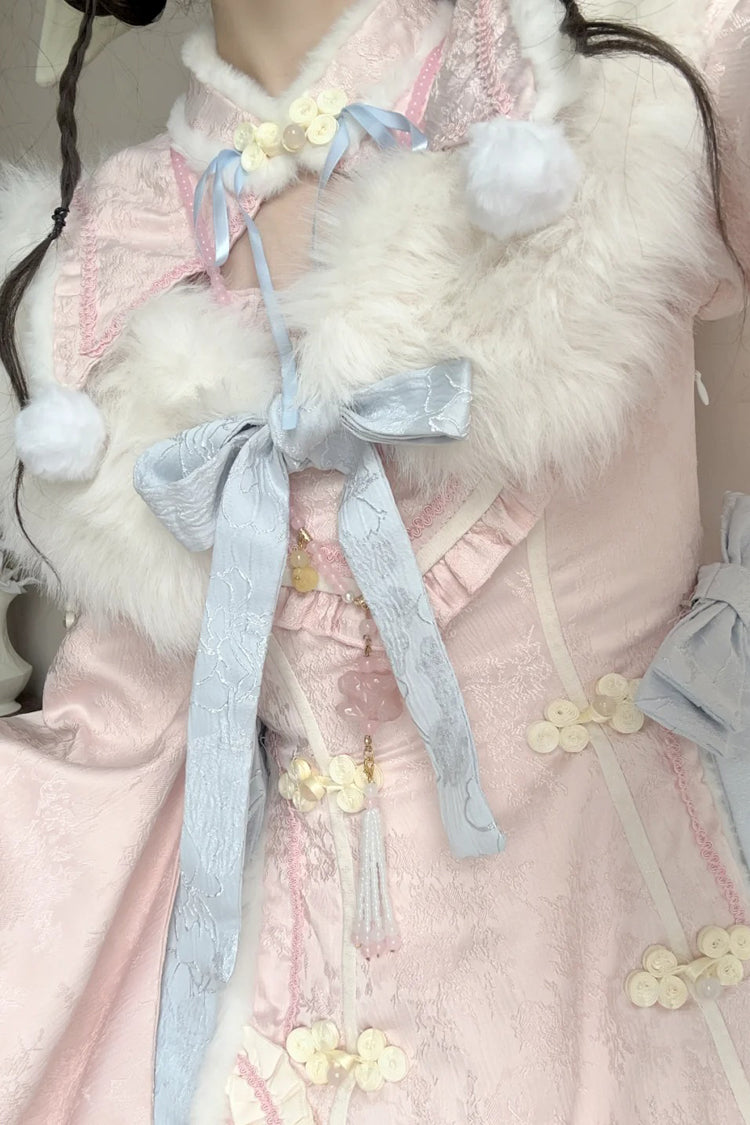 Gothic Lolita Dress - Ruffle Bowknot Chinese Style, Pink, Sweet Style, Bow Detail - additional product view 6
