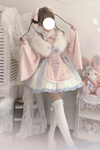 Gothic Lolita Dress - Ruffle Bowknot Chinese Style, Pink, Sweet Style, Bow Detail - additional product view 7