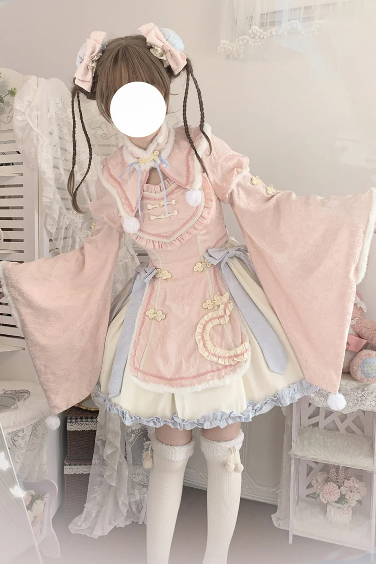 Gothic Lolita Dress - Ruffle Bowknot Chinese Style, Pink, Sweet Style, Bow Detail - additional product view 9