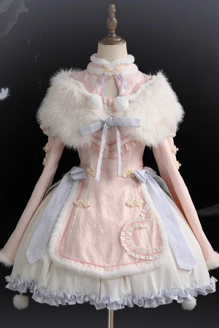 Gothic Lolita Dress - Ruffle Bowknot Chinese Style, Pink, Sweet Style, Bow Detail - main product image