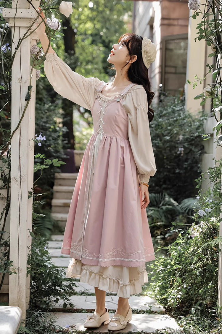 Gothic Lolita Dress - Ruffle Elegant Princess Two, Pink, Ruffled, Long Sleeves - additional product view 2