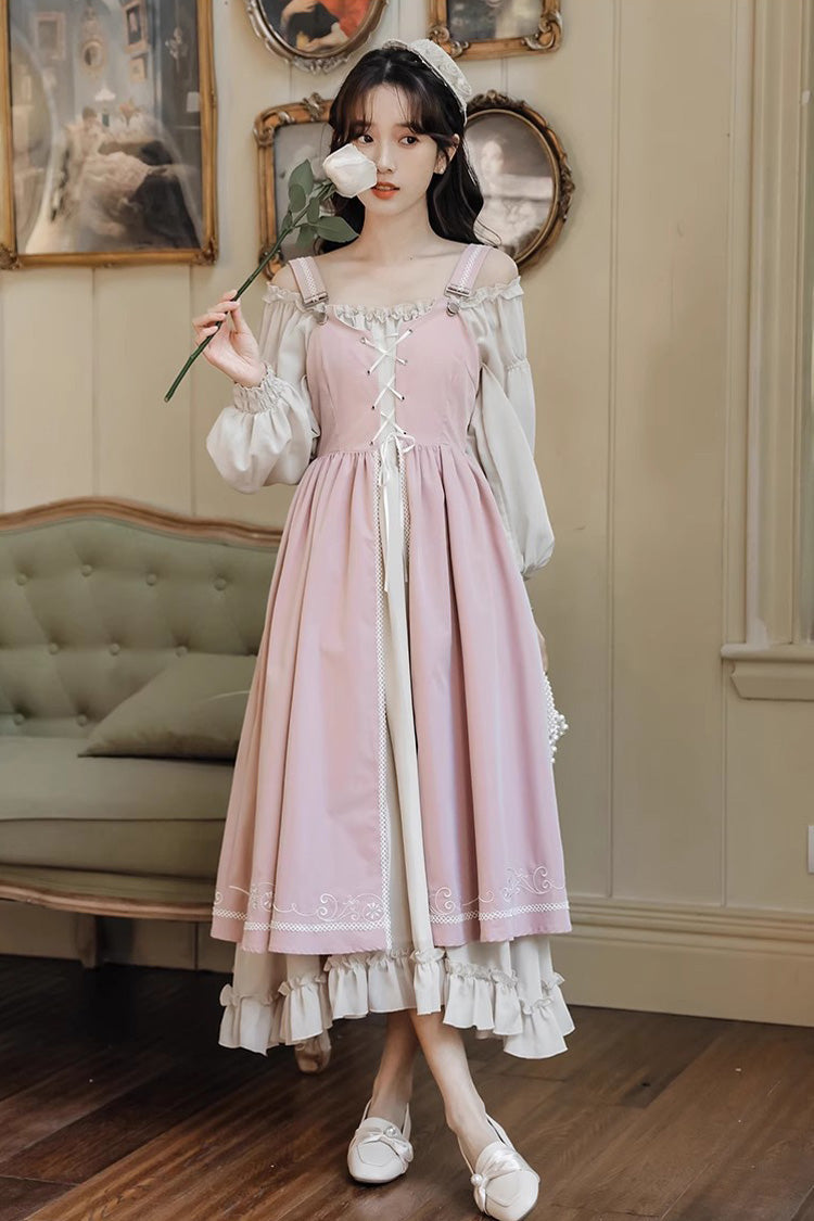 Gothic Lolita Dress - Ruffle Elegant Princess Two, Pink, Ruffled, Long Sleeves - additional product view 3