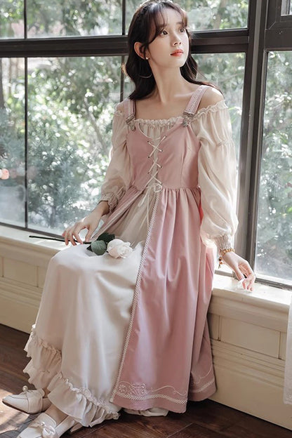 Gothic Lolita Dress - Ruffle Elegant Princess Two, Pink, Ruffled, Long Sleeves - additional product view 4