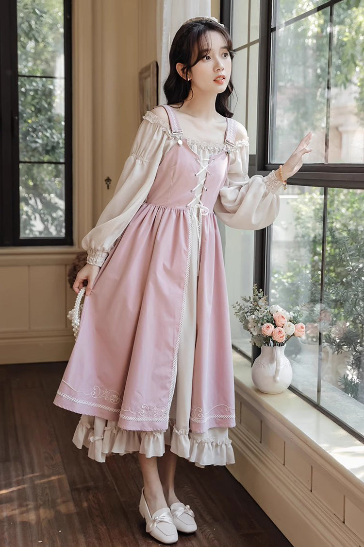 Gothic Lolita Dress - Ruffle Elegant Princess Two, Pink, Ruffled, Long Sleeves - additional product view 5
