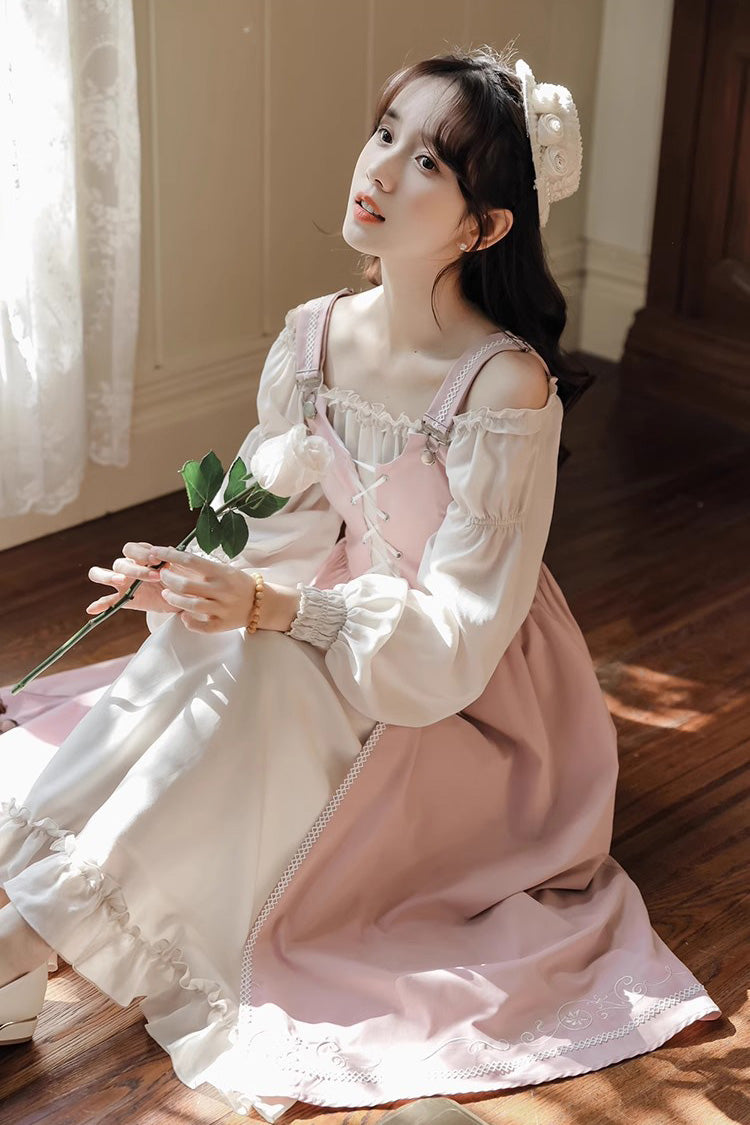Gothic Lolita Dress - Ruffle Elegant Princess Two, Pink, Ruffled, Long Sleeves - additional product view 6