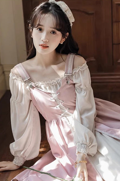 Gothic Lolita Dress - Ruffle Elegant Princess Two, Pink, Ruffled, Long Sleeves - additional product view 7