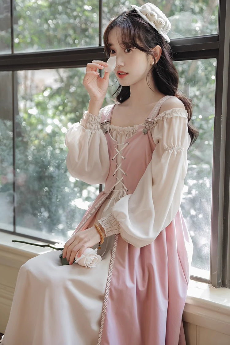 Gothic Lolita Dress - Ruffle Elegant Princess Two, Pink, Ruffled, Long Sleeves - additional product view 8