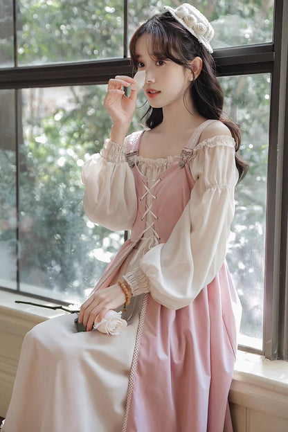 Gothic Lolita Dress - Ruffle Elegant Princess Two, Pink, Ruffled, Long Sleeves - additional product view 8