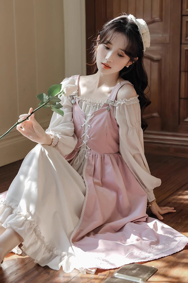 Gothic Lolita Dress - Ruffle Elegant Princess Two, Pink, Ruffled, Long Sleeves - additional product view 10