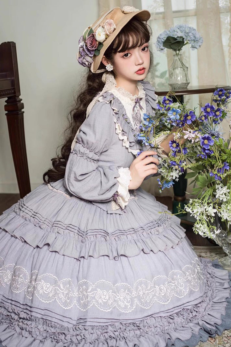 Gothic Lolita Dress - Ruffle Embroidery Bowknot Plus, Purple, Plus Size, Sweet Style - additional product view 10