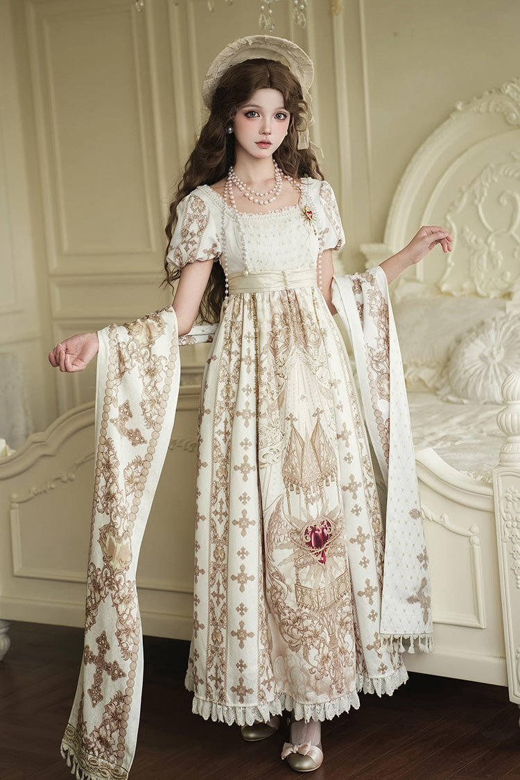 Gothic Lolita Dress - Sacred Coronation, Ivory, Square Collar, Embroidered, Long Sleeves - additional product view 4