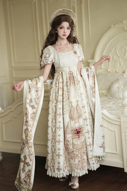 Gothic Lolita Dress - Sacred Coronation, Ivory, Square Collar, Embroidered, Long Sleeves - additional product view 4