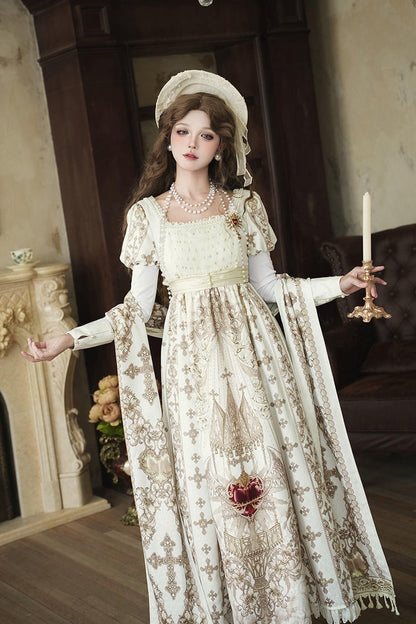 Gothic Lolita Dress - Sacred Coronation, Ivory, Square Collar, Embroidered, Long Sleeves - additional product view 5
