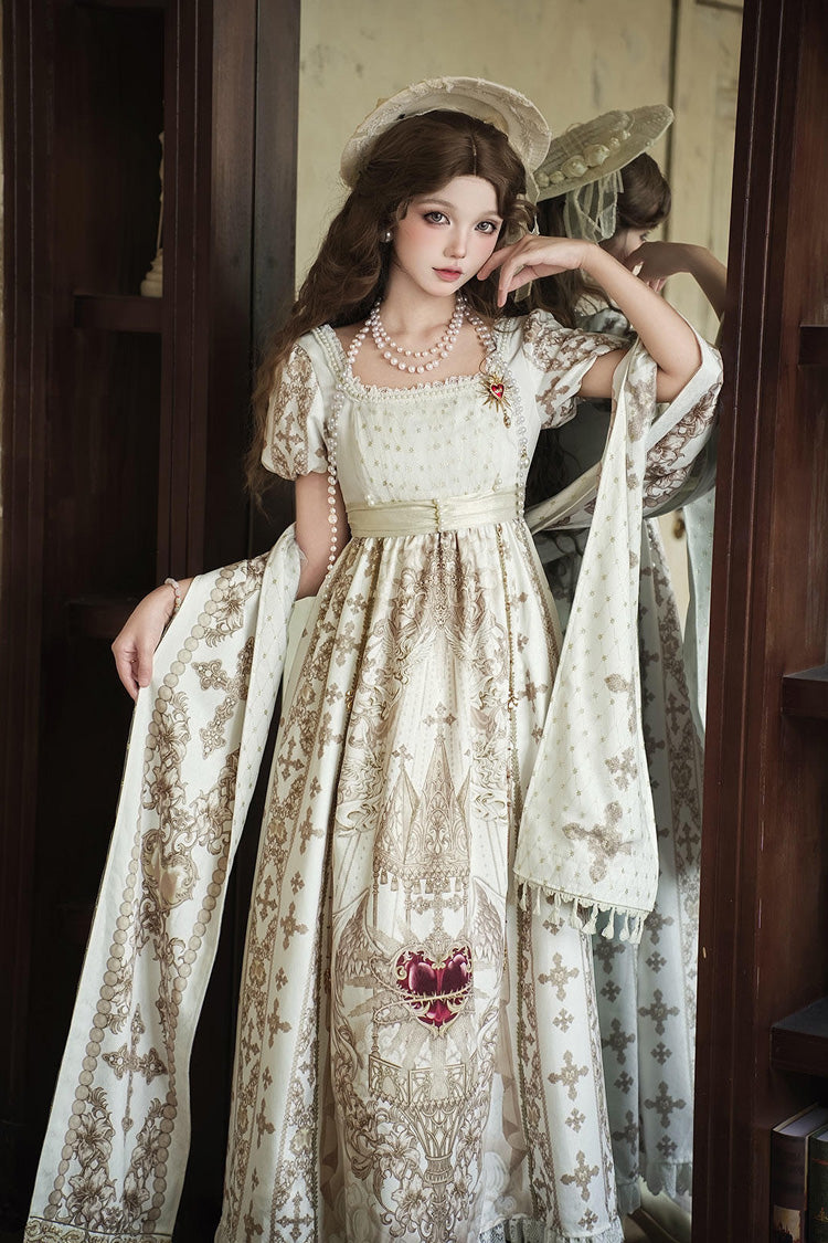 Gothic Lolita Dress - Sacred Coronation, Ivory, Square Collar, Embroidered, Long Sleeves - additional product view 6