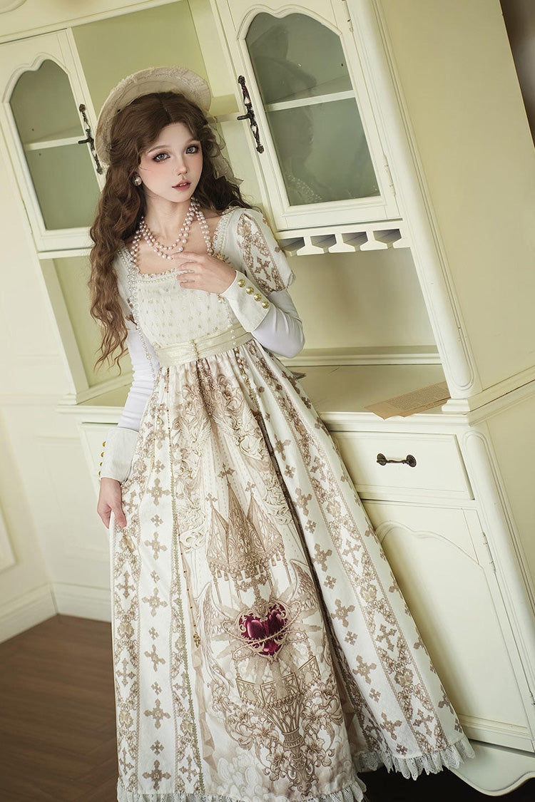 Gothic Lolita Dress - Sacred Coronation, Ivory, Square Collar, Embroidered, Long Sleeves - additional product view 7