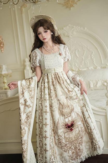 Gothic Lolita Dress - Sacred Coronation, Ivory, Square Collar, Embroidered, Long Sleeves - additional product view 10