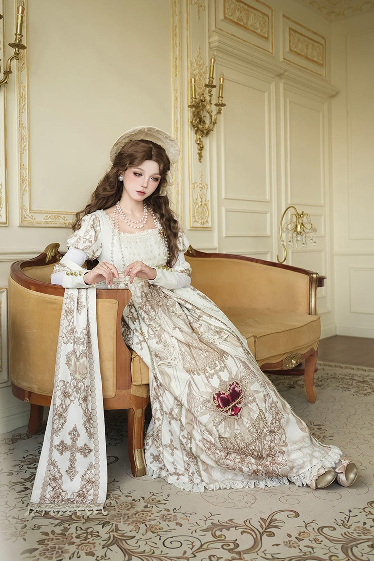 Gothic Lolita Dress - Sacred Coronation, Ivory, Square Collar, Embroidered, Long Sleeves - additional product view 11