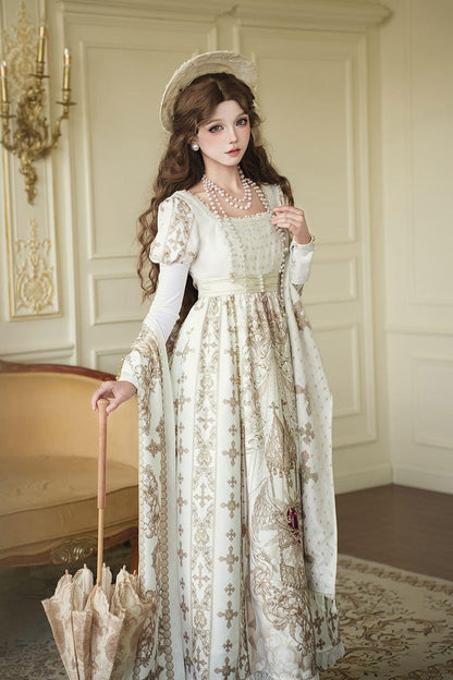 Gothic Lolita Dress - Sacred Coronation, Ivory, Square Collar, Embroidered, Long Sleeves - additional product view 12
