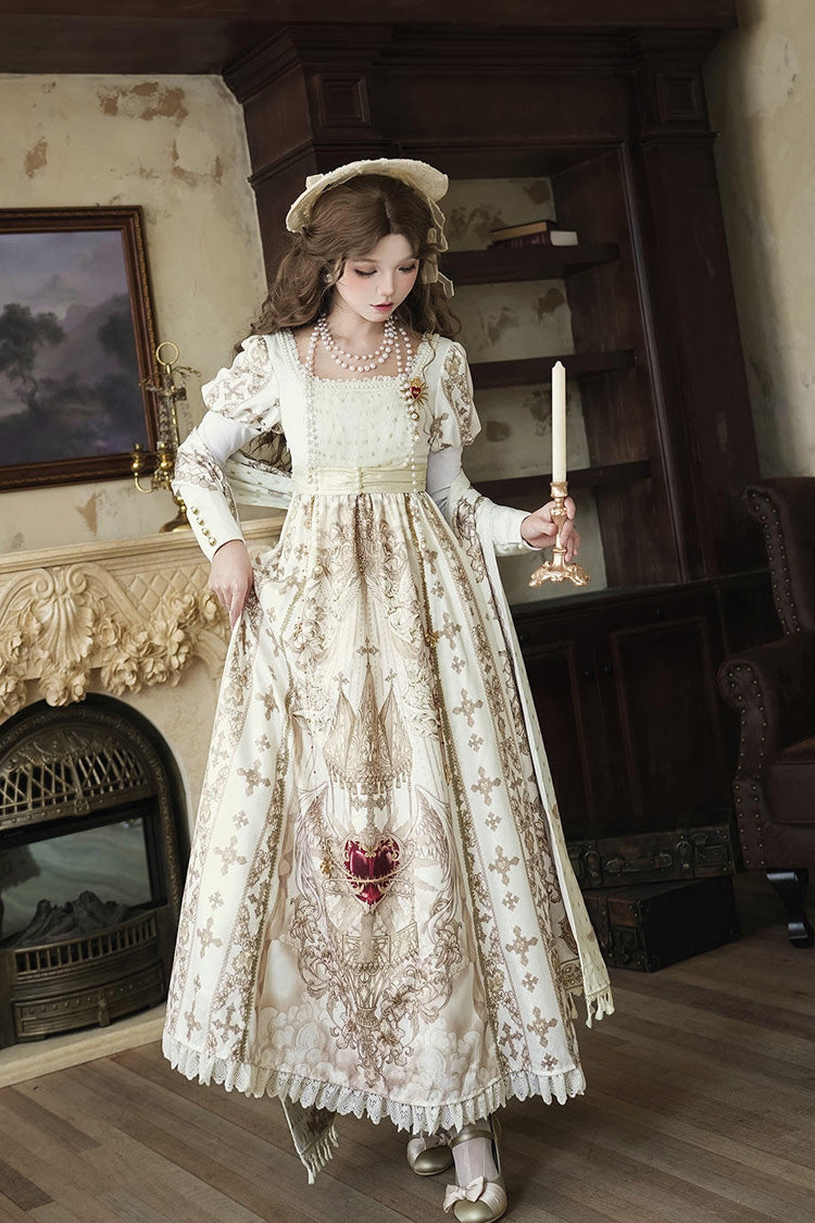 Gothic Lolita Dress - Sacred Coronation, Ivory, Square Collar, Embroidered, Long Sleeves - additional product view 13