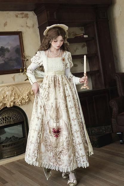 Gothic Lolita Dress - Sacred Coronation, Ivory, Square Collar, Embroidered, Long Sleeves - additional product view 13