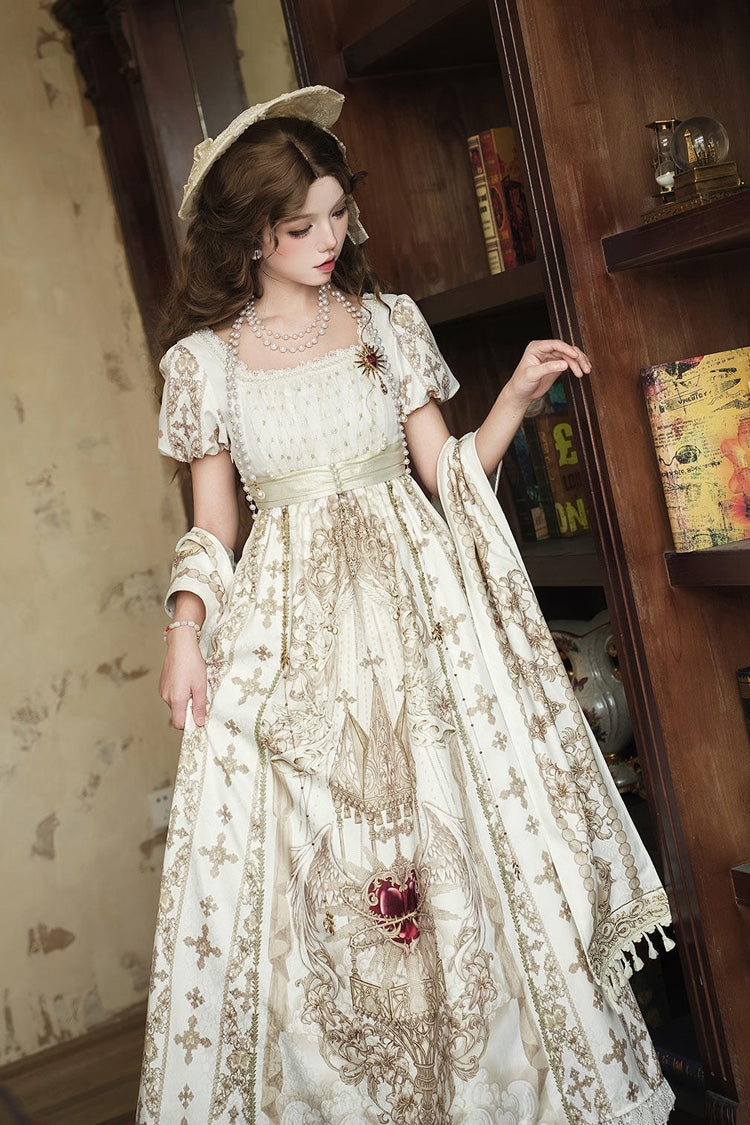 Gothic Lolita Dress - Sacred Coronation, Ivory, Square Collar, Embroidered, Long Sleeves - additional product view 14