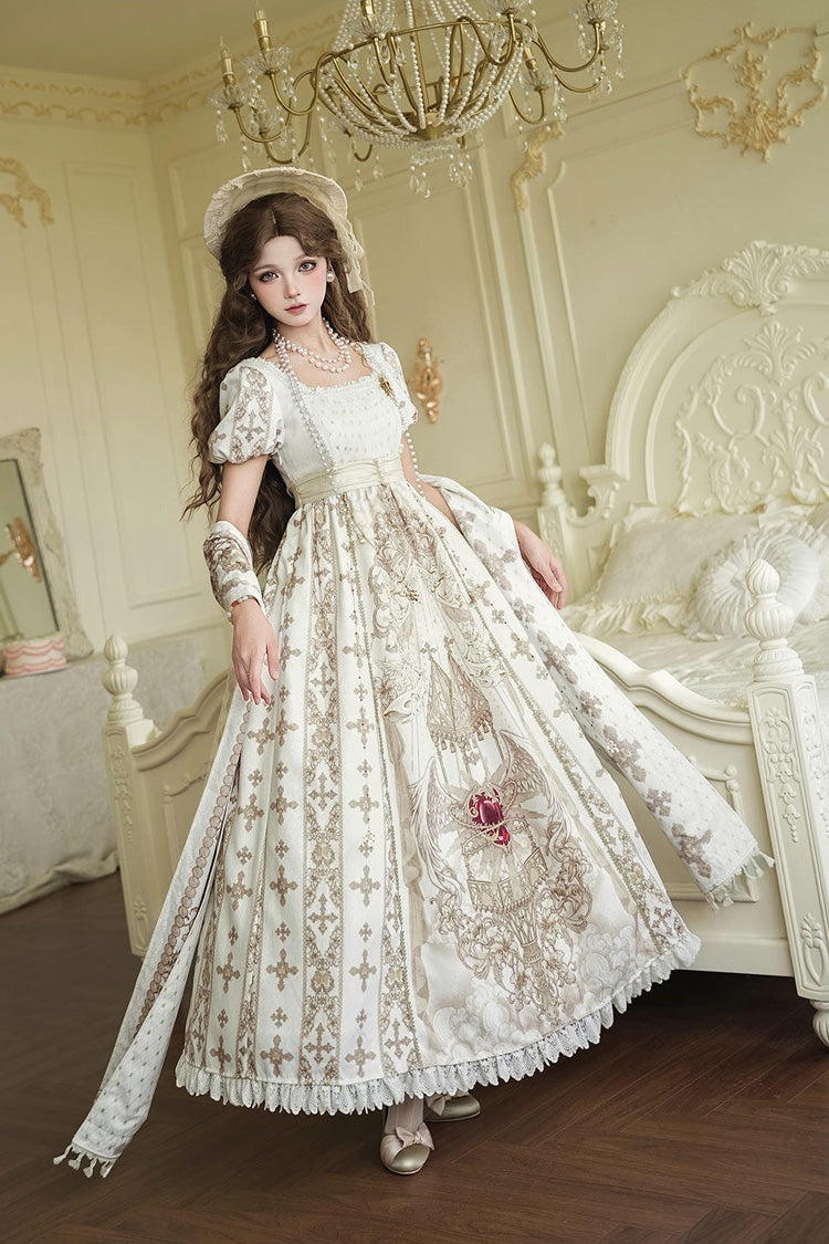 Gothic Lolita Dress - Sacred Coronation, Ivory, Square Collar, Embroidered, Long Sleeves - additional product view 15