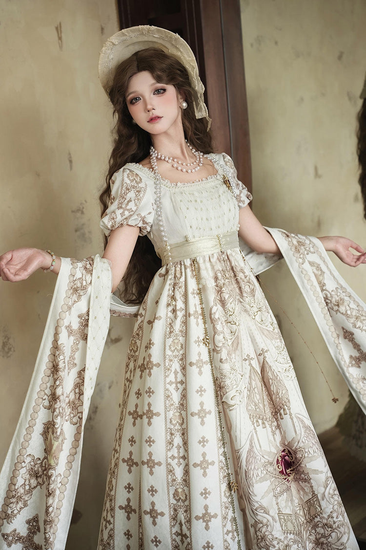 Gothic Lolita Dress - Sacred Coronation, Ivory, Square Collar, Embroidered, Long Sleeves - additional product view 16