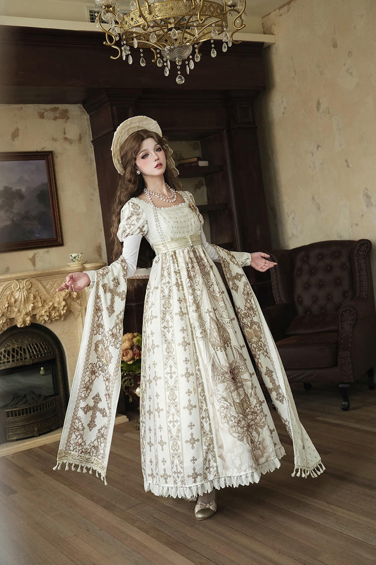 Gothic Lolita Dress - Sacred Coronation, Ivory, Square Collar, Embroidered, Long Sleeves - additional product view 17
