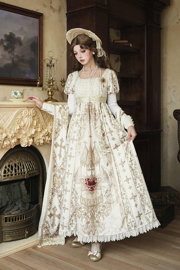 Gothic Lolita Dress - Sacred Coronation, Ivory, Square Collar, Embroidered, Long Sleeves - main product image