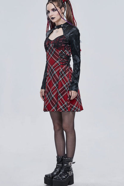 Gothic Lolita Dress - Scottish Plaid Knitted, Red, Plaid, Women's Style, Punk Style - additional product view 8