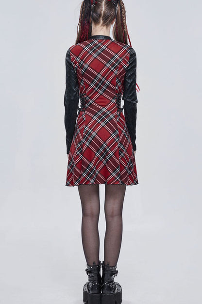 Gothic Lolita Dress - Scottish Plaid Knitted, Red, Plaid, Women's Style, Punk Style - additional product view 9
