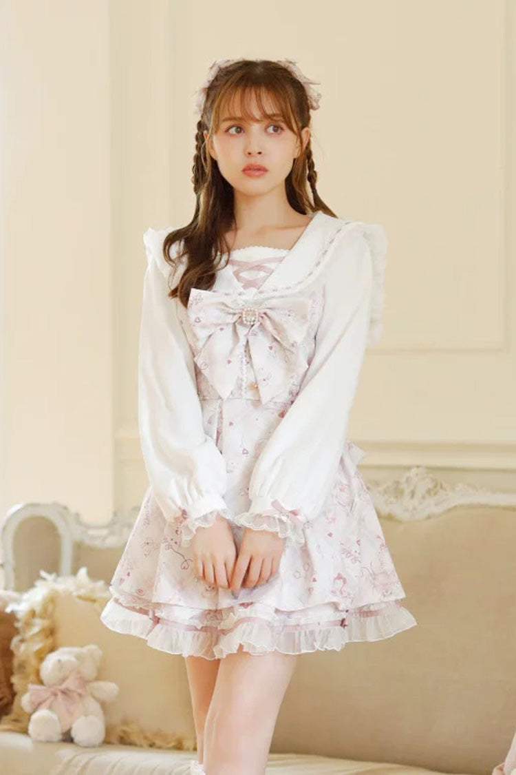 Gothic Lolita Dress - Sewing Bear, 3 Colors, Plus Size, Printed, Long Sleeves - additional product view 3