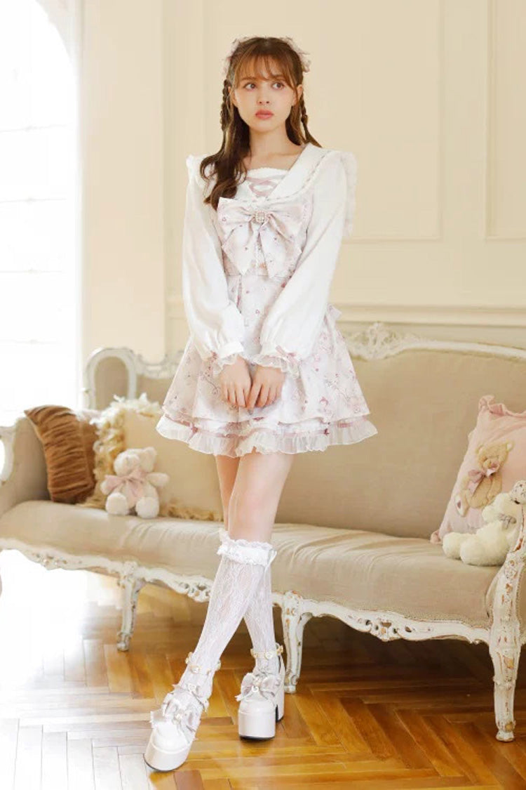 Gothic Lolita Dress - Sewing Bear, 3 Colors, Plus Size, Printed, Long Sleeves - additional product view 5