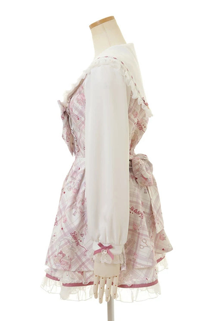 Gothic Lolita Dress - Sewing Bear, 3 Colors, Plus Size, Printed, Long Sleeves - additional product view 8
