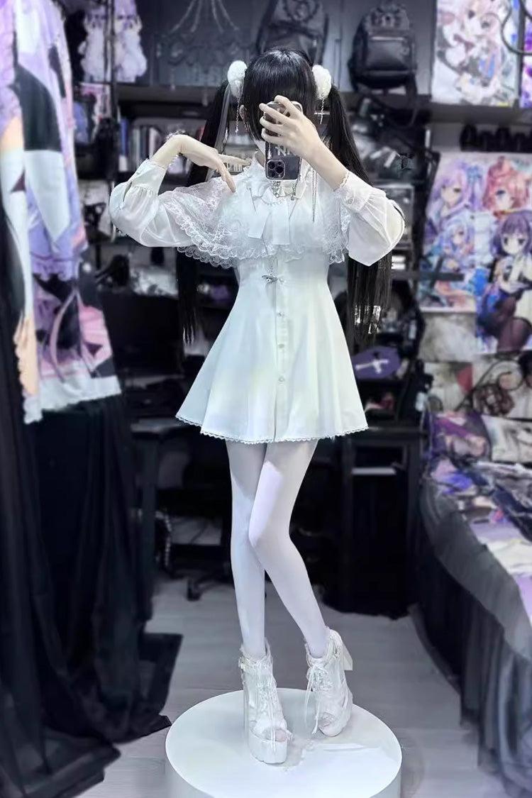Gothic Lolita Dress - Shawl, White, Long Sleeves, Lace Trim - Lolita Coordinate Dress - additional product view 2