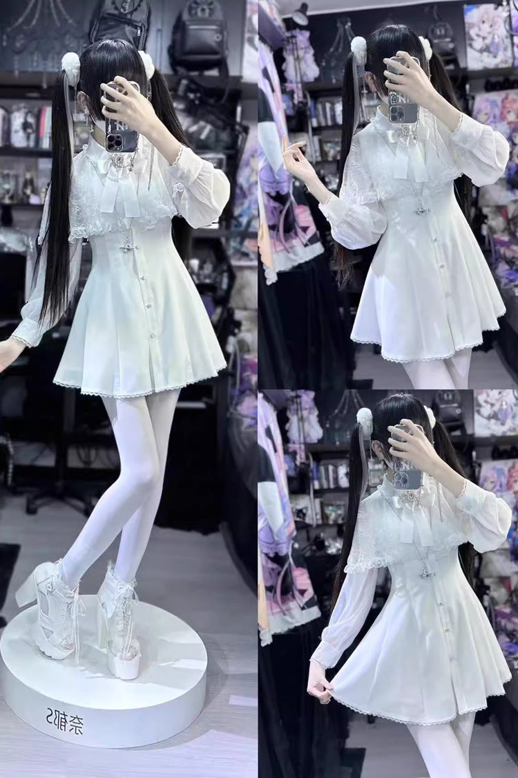 Gothic Lolita Dress - Shawl, White, Long Sleeves, Lace Trim - Lolita Coordinate Dress - additional product view 4