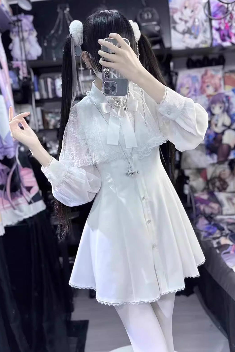 Gothic Lolita Dress - Shawl, White, Long Sleeves, Lace Trim - Lolita Coordinate Dress - main product image