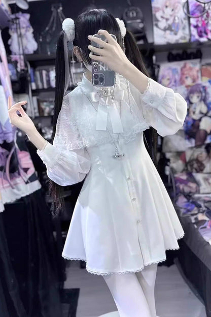 Gothic Lolita Dress - Shawl, White, Long Sleeves, Lace Trim - Lolita Coordinate Dress - main product image