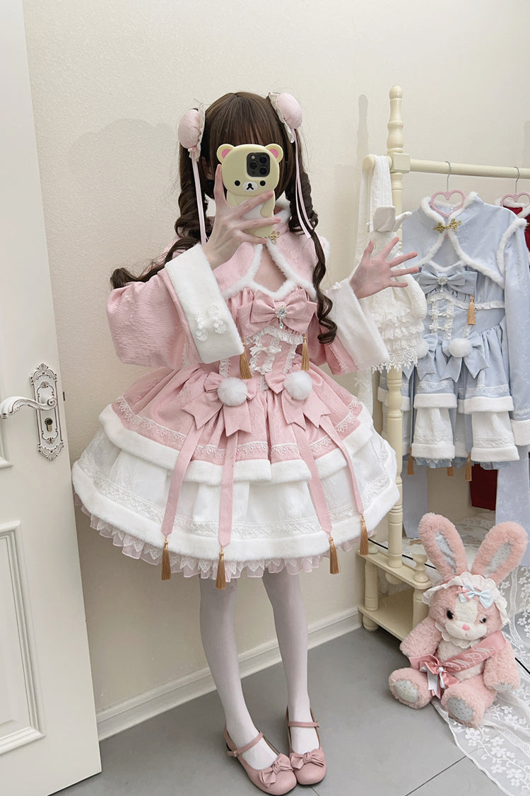 Gothic Lolita Dress - Snow Rabbit, Pink, Bow Detail, Ruffled, Long Sleeves - additional product view 2